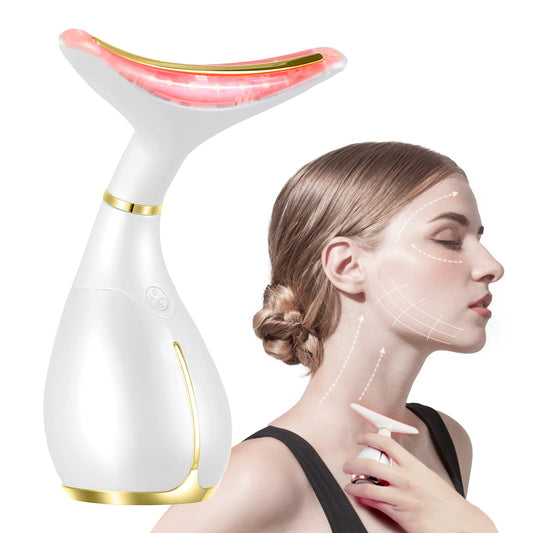 Ms.W 3-in-1 Beauty Massager for Face and Neck Vibrating Facial Massager with Heat Vibration and Led. Electric Face Massager for Skin Improve Smooth Firm
