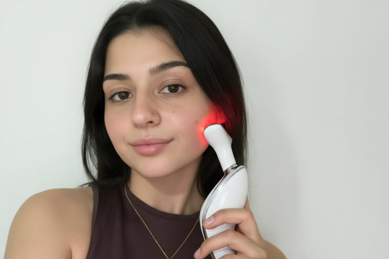 Beauty Facial Massager, 7 Color Wavy Acne Beauty Microcurrent Facial Device Skin Firming for Face Neck Beauty Device,